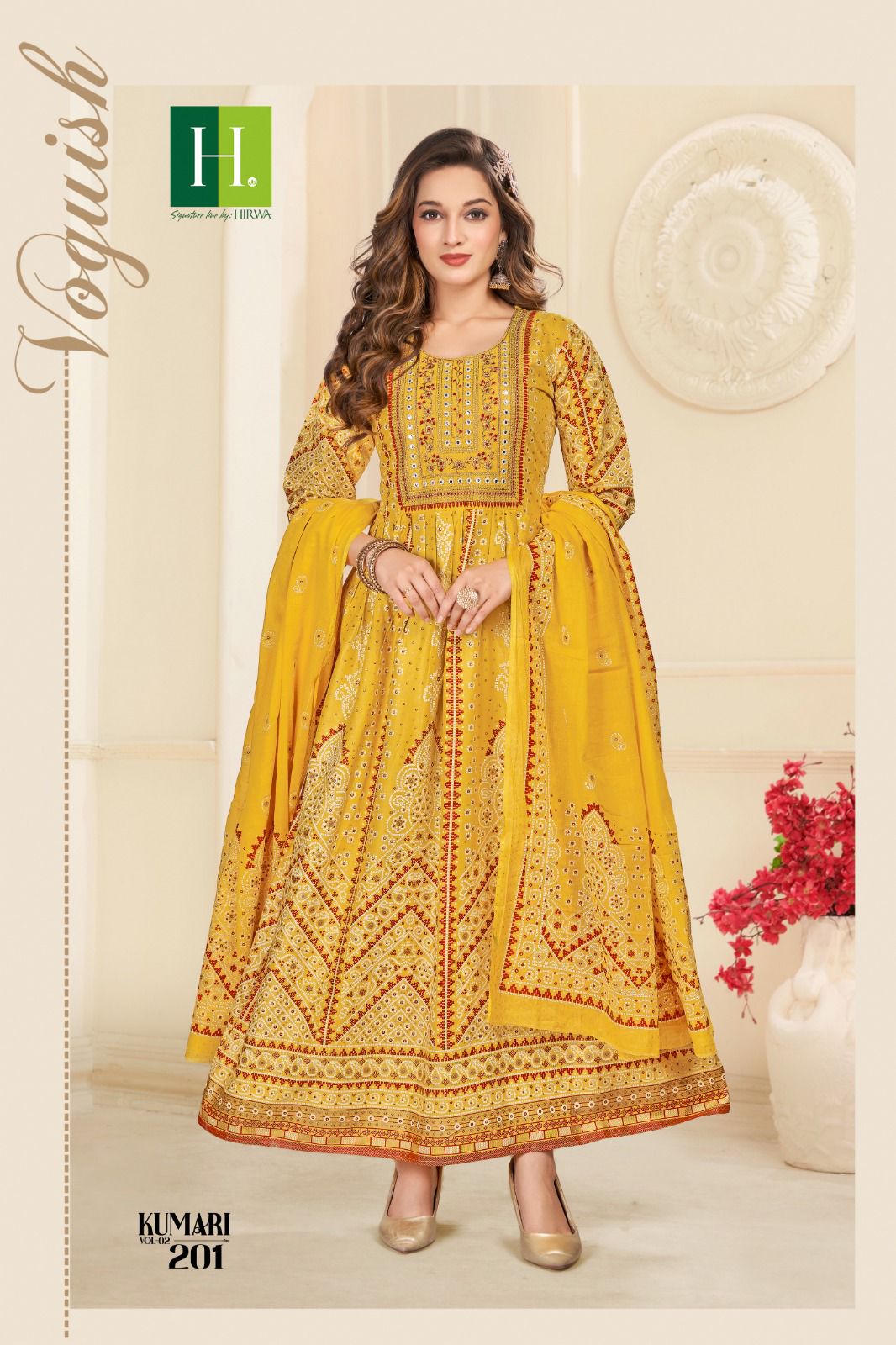 Kumari Vol 2 By Hirwa Foil Rayon Printed Kurti With Dupatta Wholesale Clothing Suppliers In India
